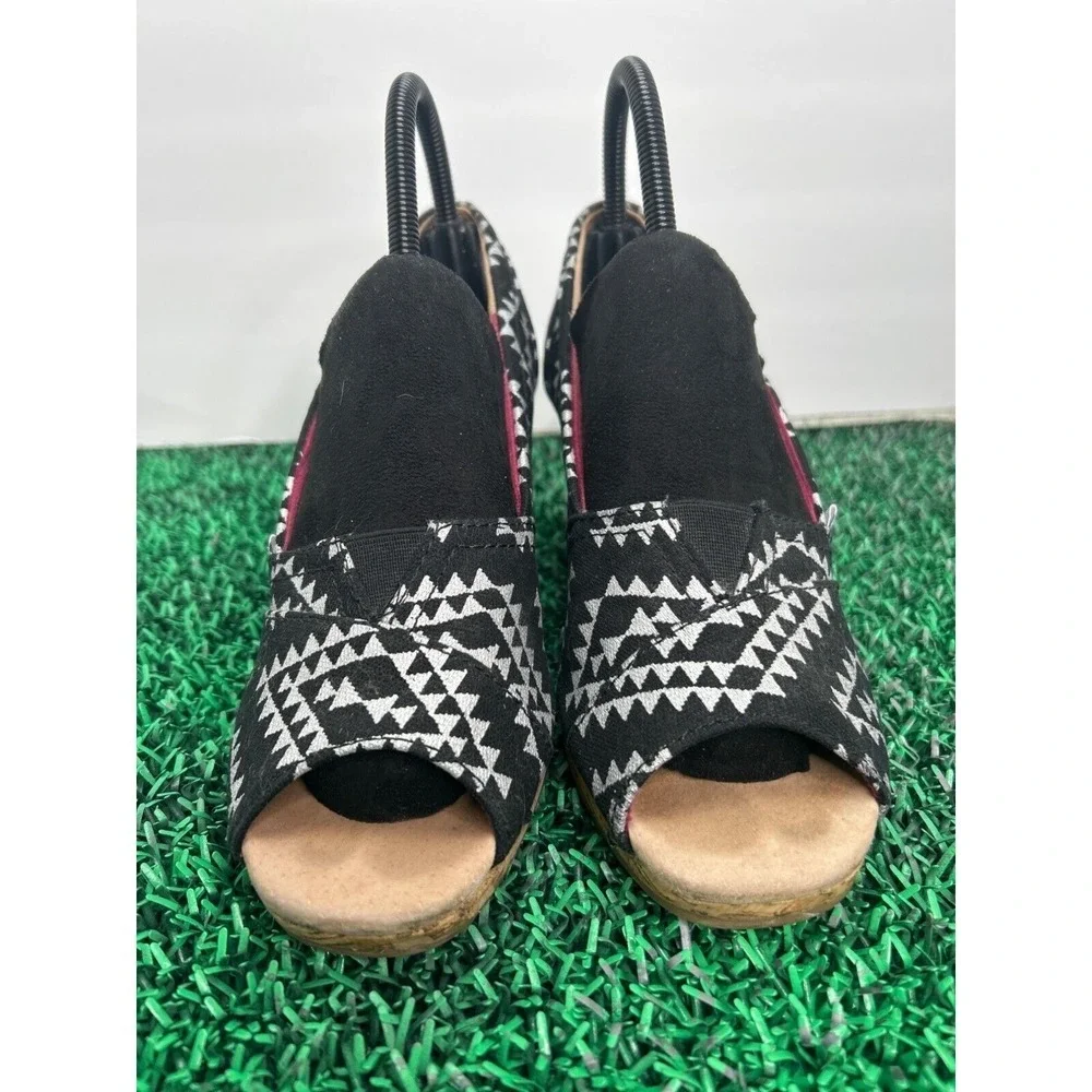 TOMS Tribal‎ Cork Wedge Sandals Peep Toe Size 8.5 Boho
